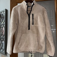 Victoria's Secret PINK pink Half Zip Sherpa Pullover Oversized Sweatshirt Sz XS