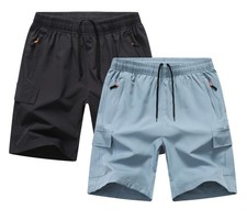 Boys Youth Cargo Shorts Quick Dry Athletic Shorts with Zipper Pockets for Out...