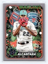 2024 Topps Holiday Silver Glitter #H11 Sandy Alcantara Miami Marlins