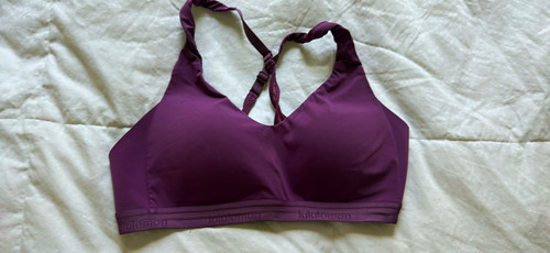lululemon Purple Sports Bra M B Medium Support Hook & Eye Racerback Padded