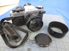 Canon AE-1 Program Film Camera 50mm f/1.8 Lens, hood TESTED WORKING New Battery
