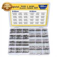 Fast Blow Glass Fuse Assortment Kit 24 Values Glass Fuses 250V 5X20Mm 0.5A 1A 2