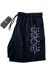 Image of HUGO BOSS QUICK DRYING MENS INNER NET SWIMMINMG SHORTS Outline print NAVY