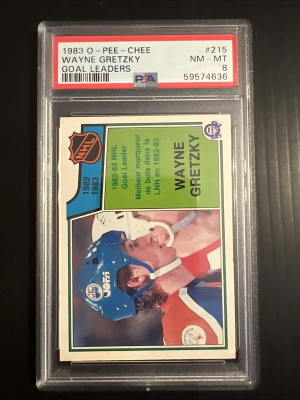 1983 O-Pee-Chee Wayne Gretzky #215 PSA 8 NM-MT HOF Edmonton Oilers Very Sharp