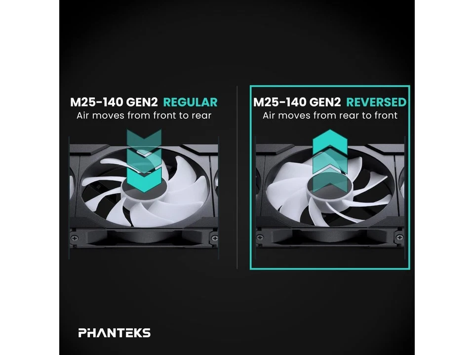 Phanteks M25-140 Gen2 Reversed Blade Triple Pack, 3x 140mm ARGB High Performance - Image 3 of 4