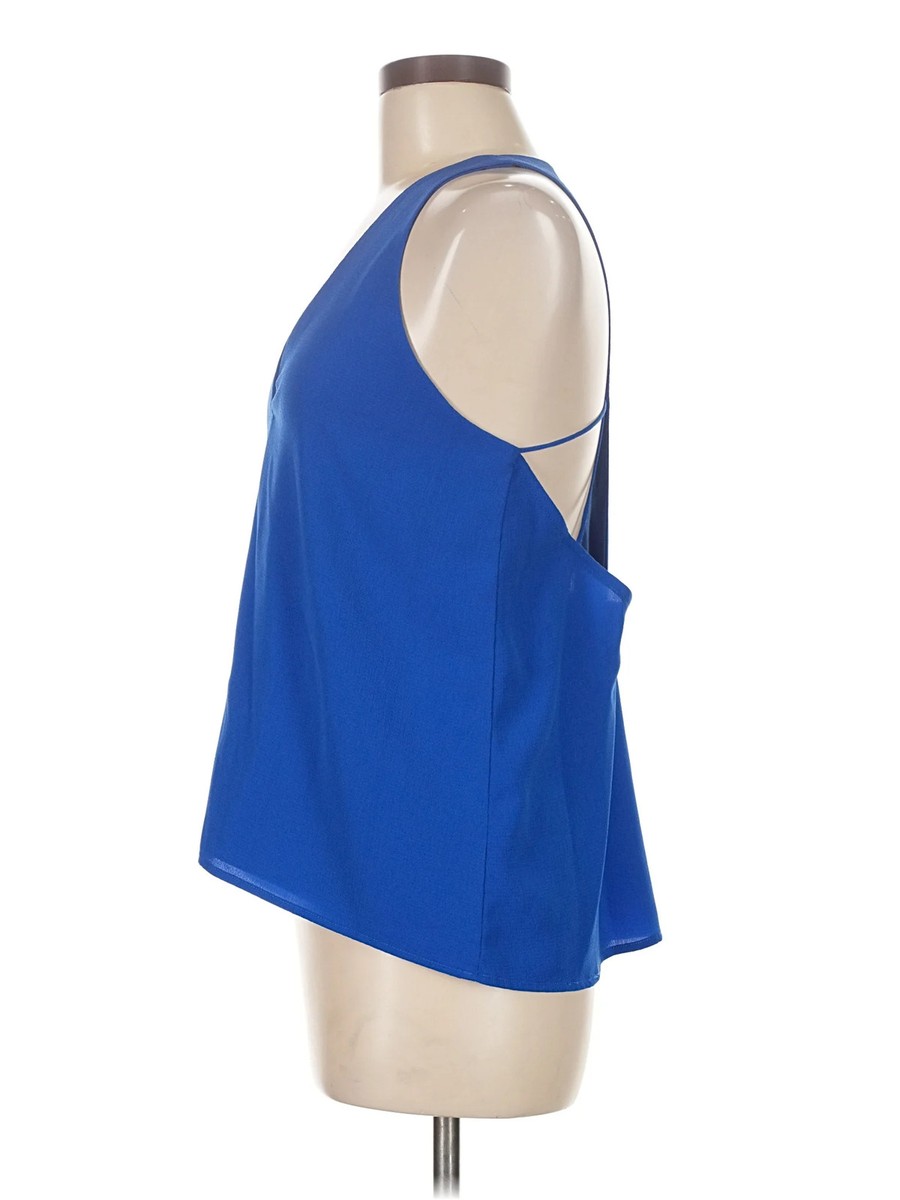 Three of Something Women Blue Sleeveless Blouse M View 4