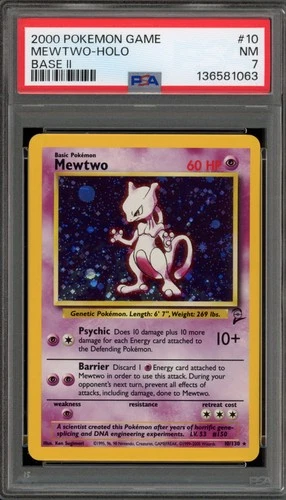 Pokemon Mewtwo Base Set 2 Holo Rare #10 PSA 7