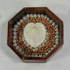 Vtg  Miniature Handcrafted Sailors Valentine Heart Mahogany Wood Octagon 3.25" — photo 1
