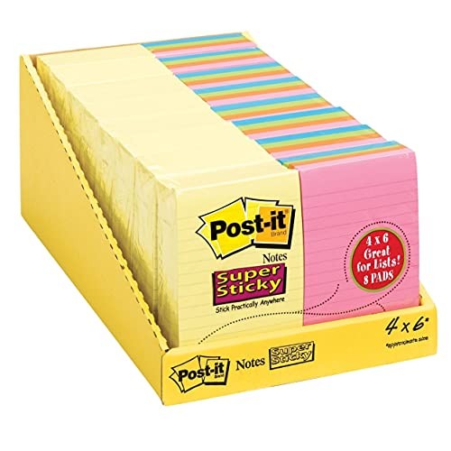 Post-it Super Sticky Notes, 4" x 6", 8 pads, 800 Total Sheets - Picture 2 of 2