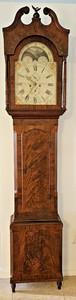 DAVID WEATHERLY PHILADELPHIA C1820 CROTCH MAHOGANY MOON PHASE TALL CASE CLOCK