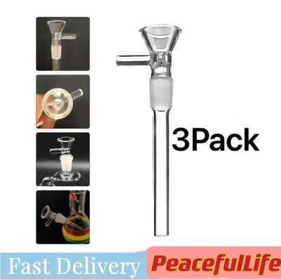 #ad 3PCS 4.7inch 14mm Male Pipes Glass Downstem with Bowl Adapter Water Filter Parts $10.80
