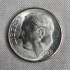 1951-S Roosevelt Silver Dime – 90% Silver – San Francisco Mint – Nice Detail