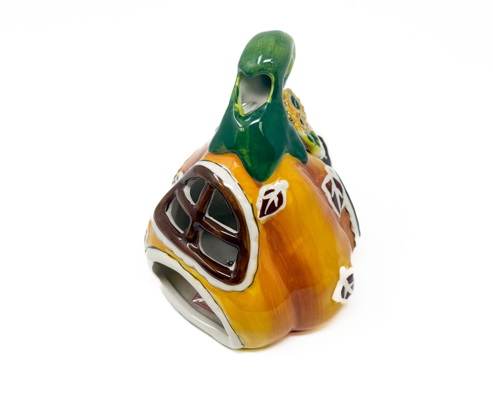 Blue Sky Clayworks Pumpkin Pie Cottage Tealight House Cat Figurine Fall Decor