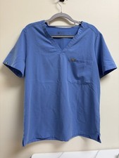 Figs Technical Collection Scrub Top Women  s Large Blue V-Neck Pocket Nursing Med