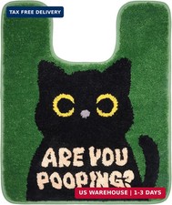 Black Cat Toilet Rug U Shaped,Non Slip Machine Wash Fun Bathroom Rugs