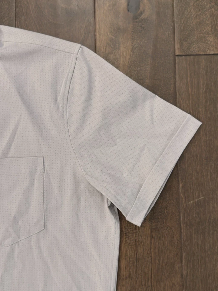 Camisa Apt 9 ajustada con botones rendimiento para hombre L gris manga corta elástica nueva con etiquetas Foto 3 de 4