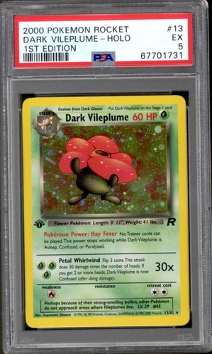 Dark Vileplume (1st Edition) graded PSA 5 for sale on eBay