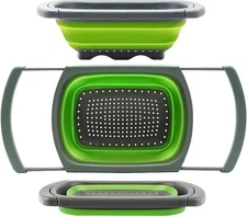 Qimh Colander collapsible, Strainer Over The Sink Vegetable Green 
