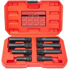 8PCS Universal Locking Key Lug Nut Master Socket Set Wheel Lock Removal Tool Kit