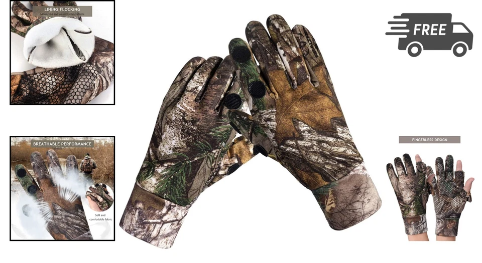 Camouflage Hunting Gloves Full Finger Fingerless Pro Anti Slip Outdoor Access... - Image 2 of 4