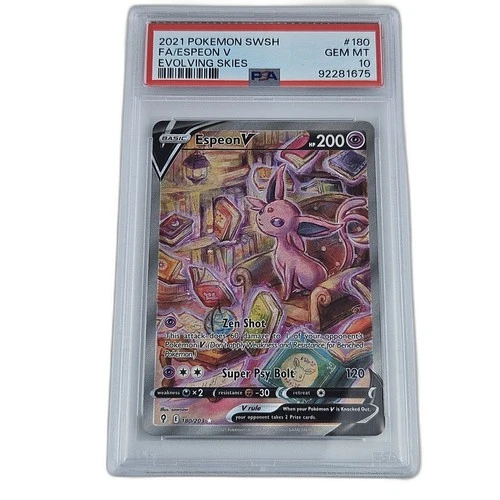 2021 Pokemon Evolving Skies Espeon V Alt Art #180 Full Art PSA 10 GEM MINT