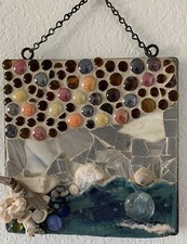 mosaic wall art 8  square, Mixed Media, Glass, Ceramic, Resin Coastal