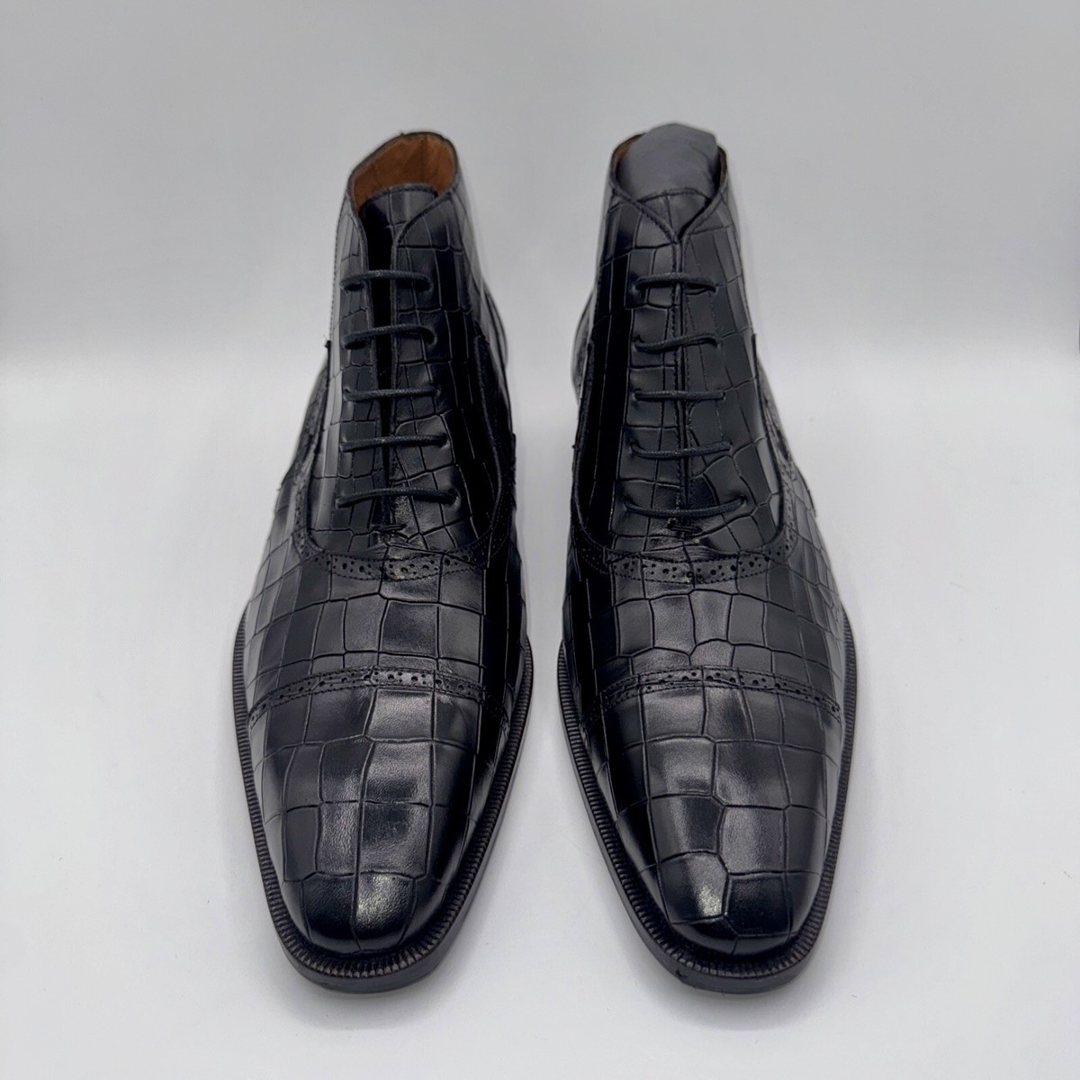 Mezlan McKay Cap Toe Boots Men\'s Size 10 M Black Crocodile Embossed Leather Black Solid Mezlan for Men for Sale | Shop New & Used Men main image 2
