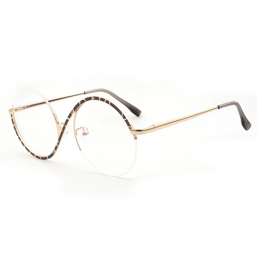 Stilvolle Damen Herren Runde Halbrand Brille Regenbogen Brille Brillengestell Halbrandlos - Bild 11 von 41
