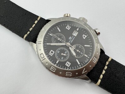 PHILIP WATCH Chronograph Cal Valjoux 7750 Automatic Black Waffle Dial - 48 mm