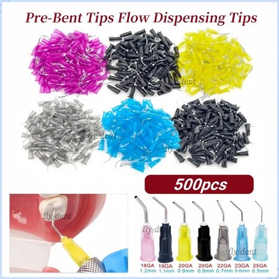 500* Dental Prebent Needle Acid Etch Flow Tip Irrigation Dispensing Syringe Tips