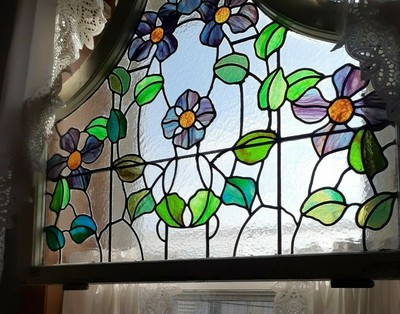 Antique Flower And Vine Stained Glass Window Ebay