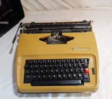 Sears ELECTRIC 1 Vintage Portable Typewriter MODEL 161.53202 Yellow Gold thumbnail