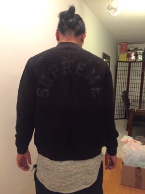 SUPREME Boucle Varsity Jacket M bomber Black 16SS | eBay
