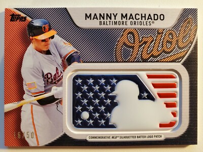 2017 Topps Independence Day MLB Logo Patch MANNY MACHADO 16/50 Orioles #IDTL-MM