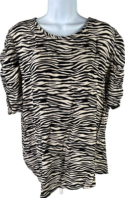 NEW LOFT Women s Black/White Short Sleeve Blouse - XL