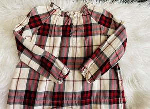 BURBERRY Long-Sleeve ICONIC CHECK PATTERN Girl Blouse 5Y  White/Red/Black