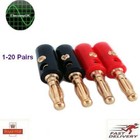 4mm Gold Plated Banana/Speaker Plugs. Red-Black Pairs. 1-20 Pairs. Fast Delivery