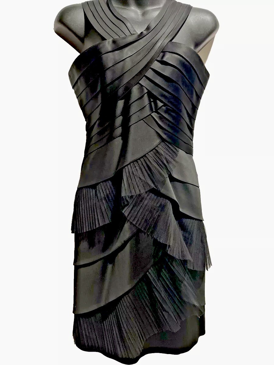 bcbg layered dress Maxazria Black Sleeveless Mini Cocktail Party Women’s Size 4 faith-hoco26