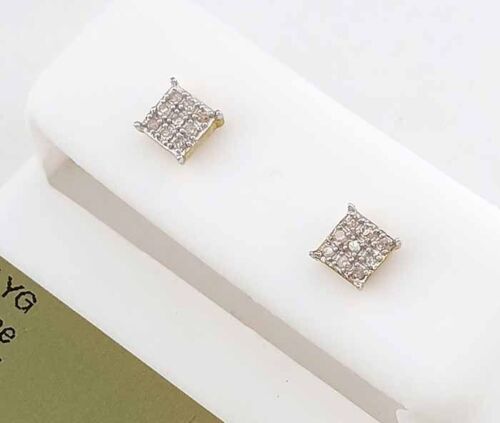 GENUINE DIAMOND STUD EARRINGS 10k GOLD - FREE CERTIFICATE APPRAISAL -Screw Back - Picture 8 of 10