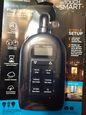 JASCO Digital MY TOUCH SMART Simple Set Plug-In Timer (Indoor/Outdoor) - NEW!!!!