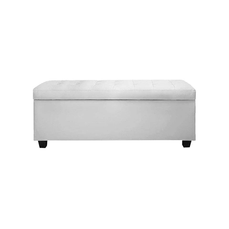 NNEDSZ Large PU Leather Storage Ottoman - White - Image 3 of 4
