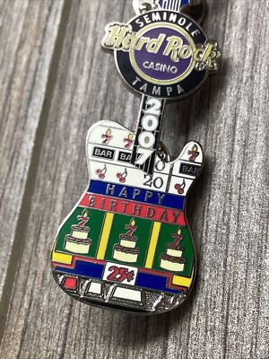 Happy Birthday Hard Rock Cafe Guitar Pin 2007 Seminole Casino 