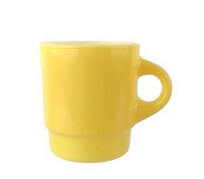 Anchor Hocking Fire King Milk Glass Stackable Coffee Mug Yellow D Handle