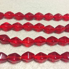 Red Bicone Pressed Czech Glass Beads, Approx. 10mm x 7mm and 50 Beads/Strand