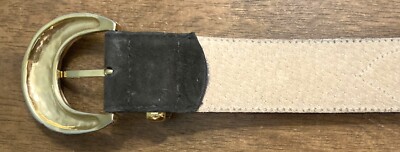 Vtg DONCASTER Green Suede Belt GoldTone Hardware Sz M 1.5  display picture 1