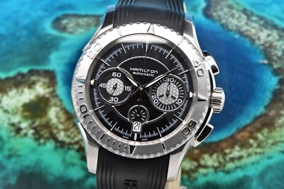 Hamilton Jazz Mater Seaview Valjoux 7753 Chronograph 45mm H376160 Watch with Box