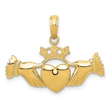 10k Yellow Gold Polished Claddagh Pendant Perfect Gift for Her