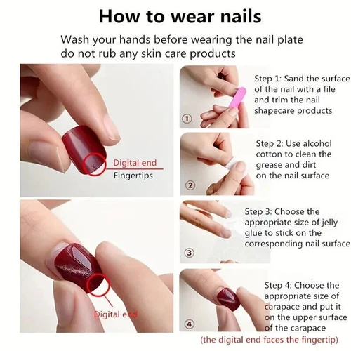 False Nails Short Square French Ombre Flower Design 24pk + nail tabs Full Cover - Picture 6 of 8