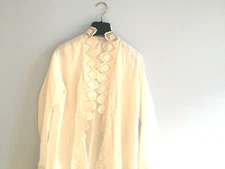 ANTIQUE LINEN BLOUSE YARN MONOGRAM COUNTAL CROWN 19TH CENTURY RARE