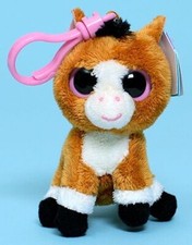 Ty Beanie Boos   DAKOTA LIGHT BROWN HORSE 4" Key Clip SOLID EYES New MWMT's